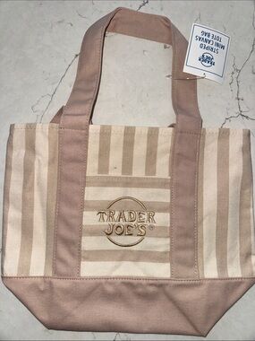 NEW Trader Joe’s Cream Stripe Canvas Tote Bag